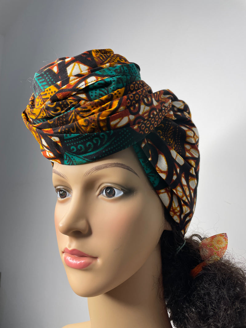 Jessie Brown and Green Ankara Headwrap/Scarf