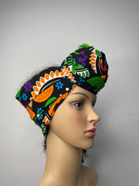 Zoey Orange and Green Multicolored Ankara Headwrap/Scarf