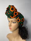 Abigail Ankara Headwrap/Scarf | Green and Orange African Print