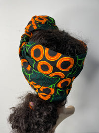 Abigail Ankara Headwrap/Scarf | Green and Orange African Print