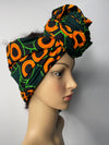 Abigail Ankara Headwrap/Scarf | Green and Orange African Print