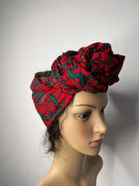 Jasmine Red and Green Ankara Headwrap/Scarf