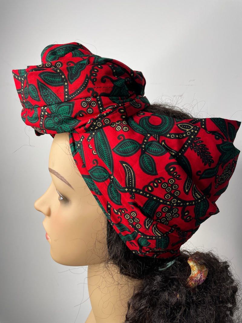 Jasmine Red and Green Ankara Headwrap/Scarf