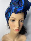 Stephanie Blue and Black Ankara Headwrap/Scarf