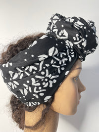 Alkeba Black and White Ankara Headwrap/Scarf