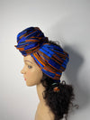 Jiji Blue and Orange Ankara Headwrap/Scarf