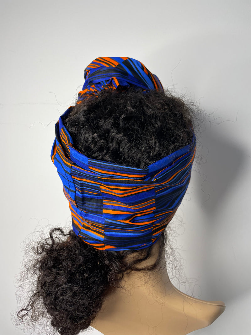 Jiji Blue and Orange Ankara Headwrap/Scarf