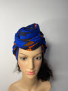 Josie Blue and Orange Ankara Headwrap/Scarf