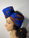 Josie Blue and Orange Ankara Headwrap/Scarf