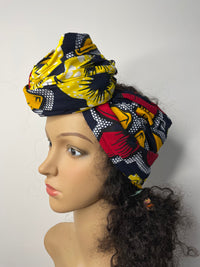 Debby Yellow and Red Ankara Headwrap/Scarf