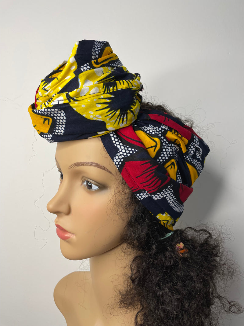 Debby Yellow and Red Ankara Headwrap/Scarf