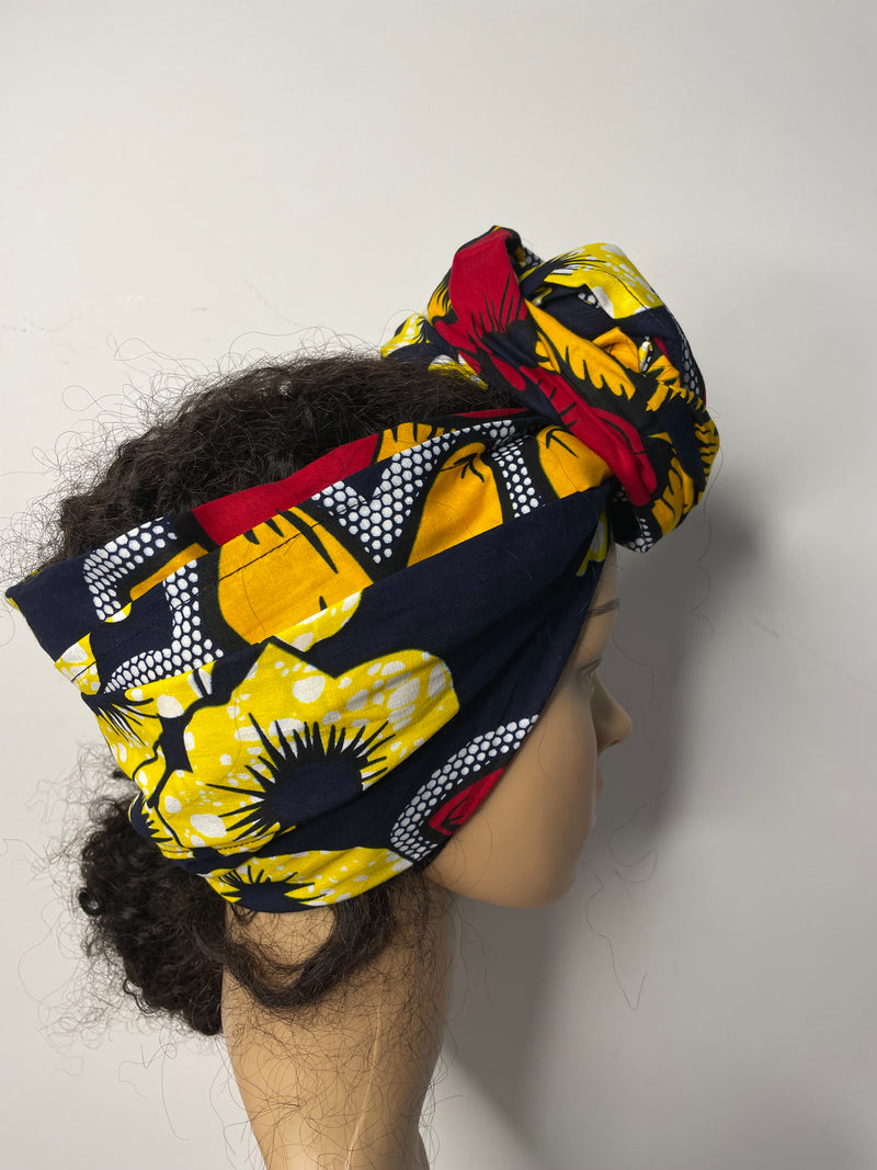 Debby Yellow and Red Ankara Headwrap/Scarf