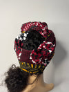 Sophia White and Red Ankara Headwrap/Scarf