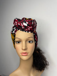 Sophia White and Red Ankara Headwrap/Scarf