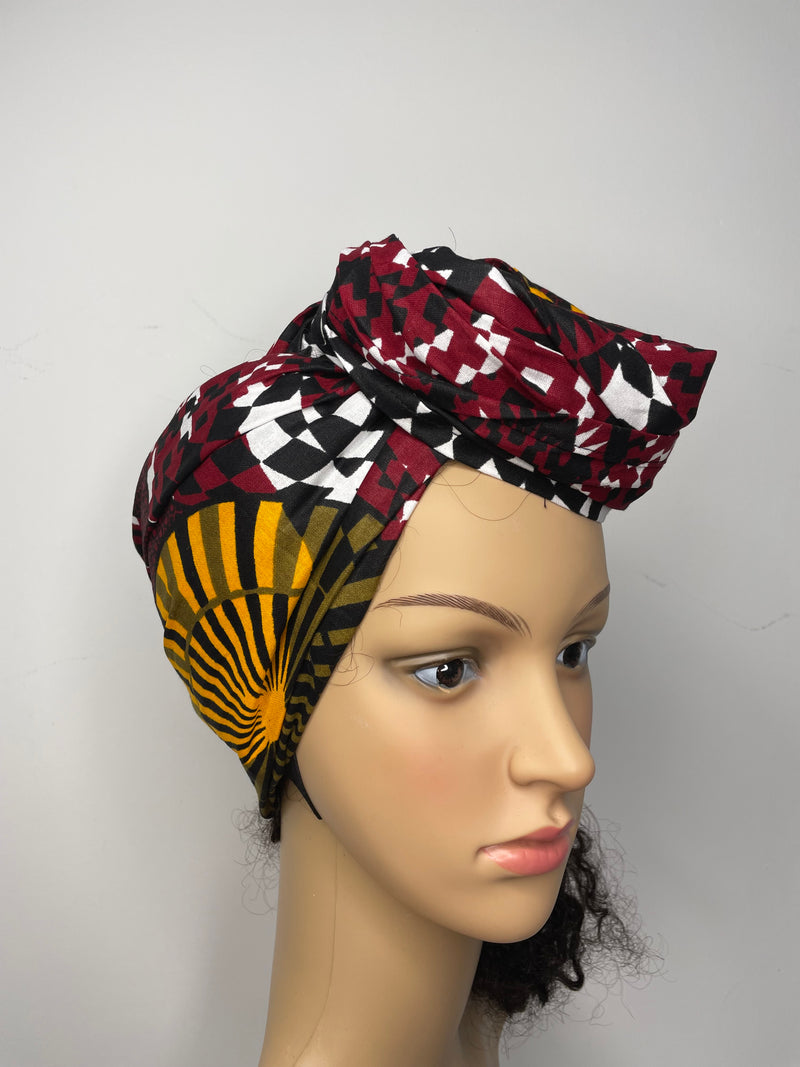 Sophia White and Red Ankara Headwrap/Scarf