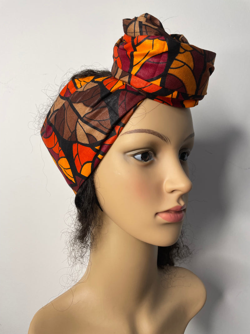 Joke Brown and Orange Ankara Headwrap/Scarf