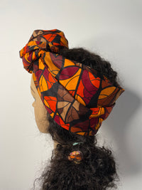 Joke Brown and Orange Ankara Headwrap/Scarf