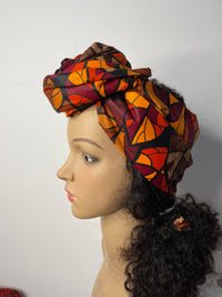 Joke Brown and Orange Ankara Headwrap/Scarf