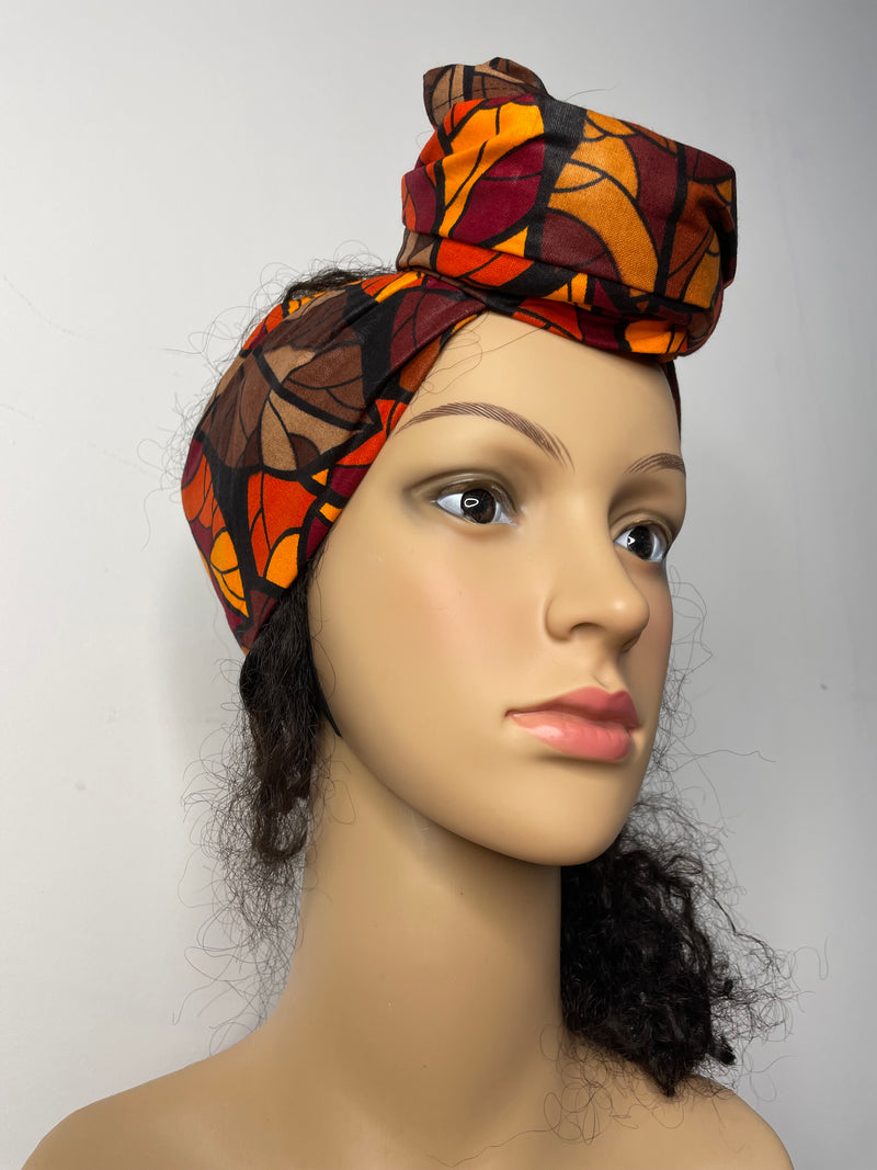 Joke Brown and Orange Ankara Headwrap/Scarf