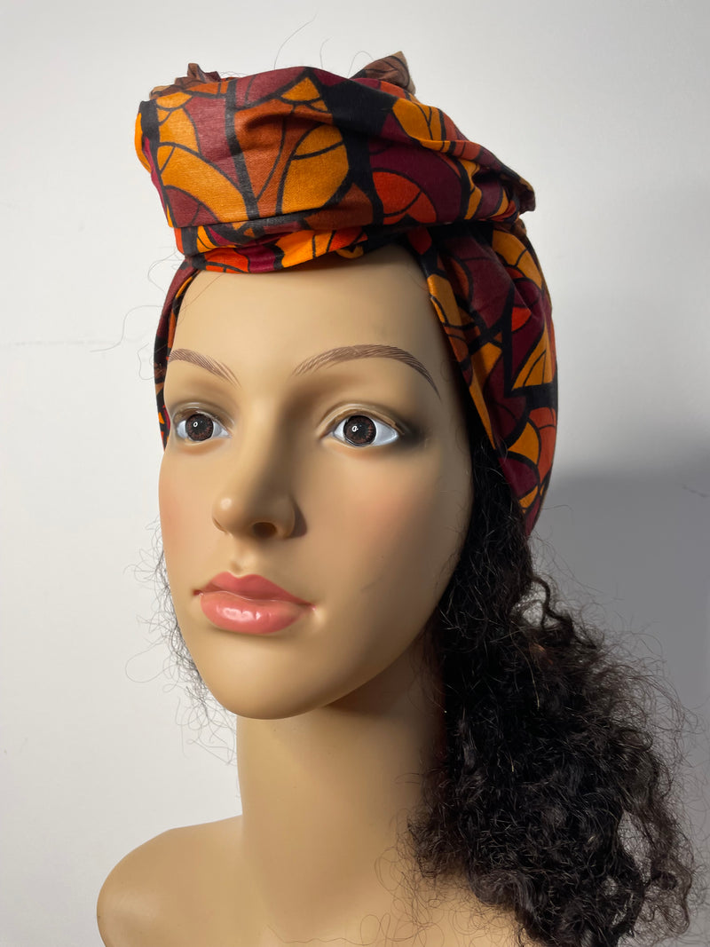 Joke Brown and Orange Ankara Headwrap/Scarf