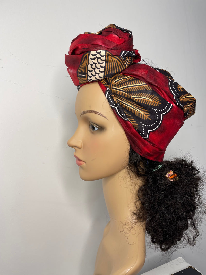 Amama Red Ankara Headwrap/Scarf