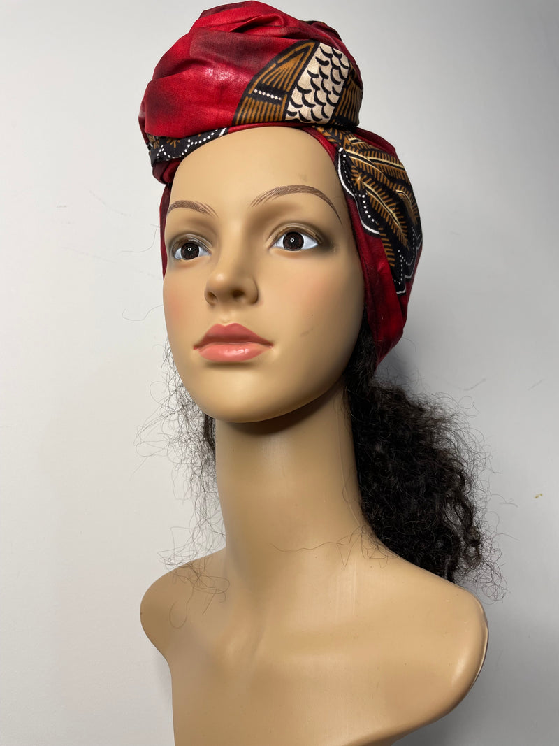 Amama Red Ankara Headwrap/Scarf