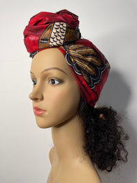 Amama Red Ankara Headwrap/Scarf