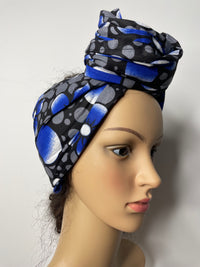 Doris Blue and Grey Ankara  Headwrap/Scarf