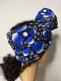 Doris Blue and Grey Ankara  Headwrap/Scarf