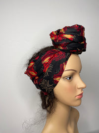 Janie Black and Red Ankara Headwrap/Scarf