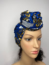 Amarachi Blue and White Ankara Headwrap/Scarf