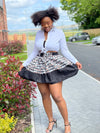 Uche Ankara Short Mini Skirt | Black and White African Print