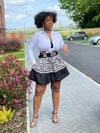 Uche Ankara Short Mini Skirt | Black and White African Print