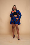 Tope Ankara Long Jacket | Blue African Print