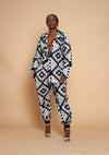 Alice Ankara Kimono Jacket | Black and White African Print