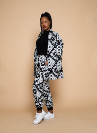 Alice Ankara Kimono Jacket | Black and White African Print