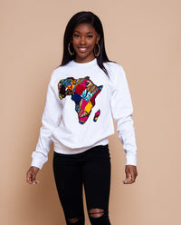 African Map White Sweatshirt Top