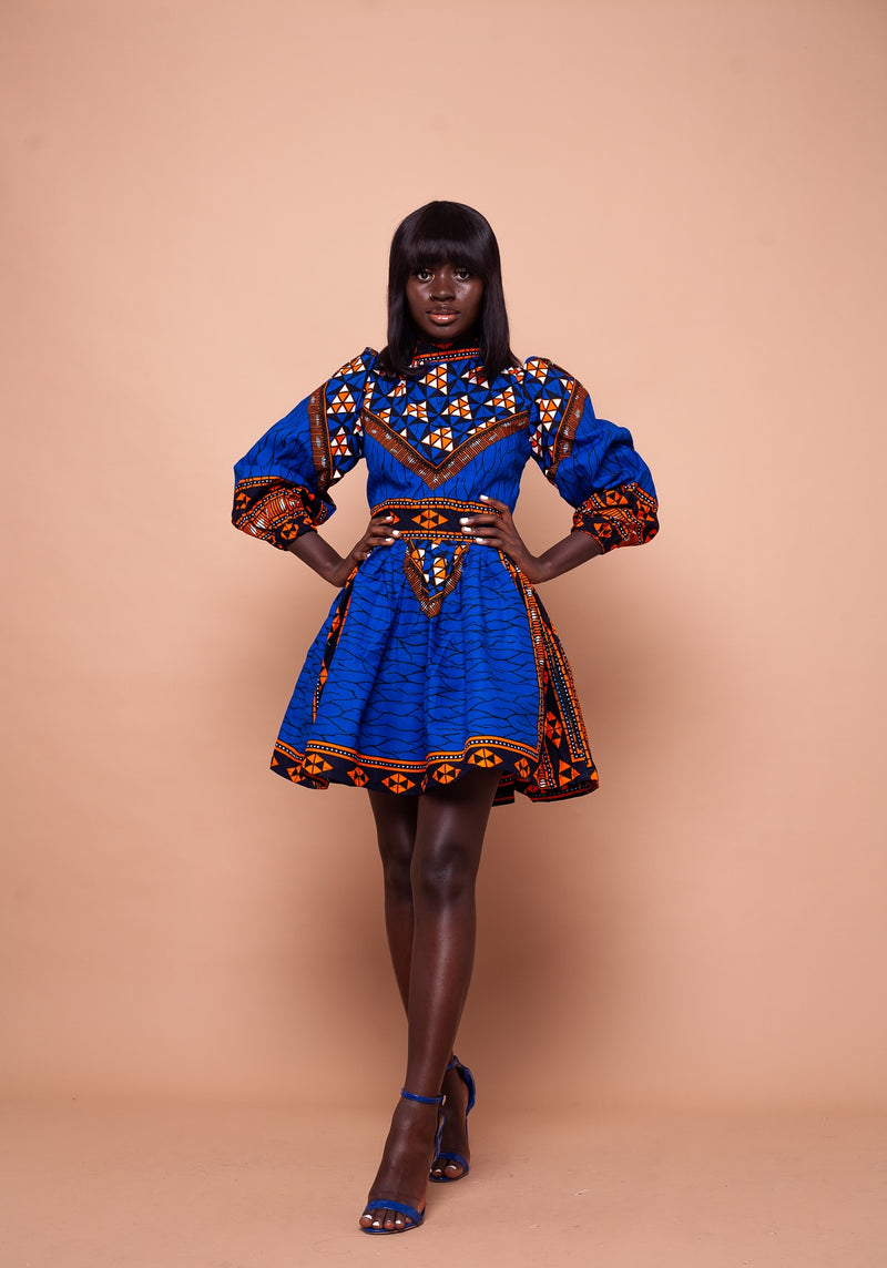 Anny Ankara Midi Dress | Blue African Print