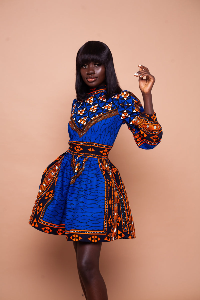 Anny Ankara Midi Dress | Blue African Print