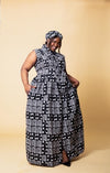 Alkeba Ankara Maxi Dress | Black and White African Tribal Print