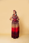 Awah Ankara Maxi Dress | Red and Yellow African Print