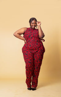 Micheala Ankara Jumpsuit | Red African Print