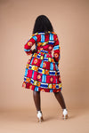 Jessica Ankara Wrap Midi Dress | Red and White Multicolored African Print