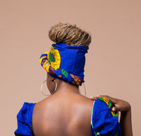 Ann Blue and Yellow Ankara Headwrap/Scarf