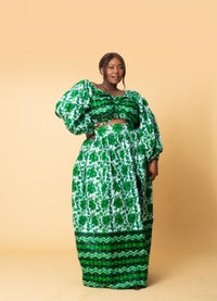 Alana Ankara Crop Top | Green African Print