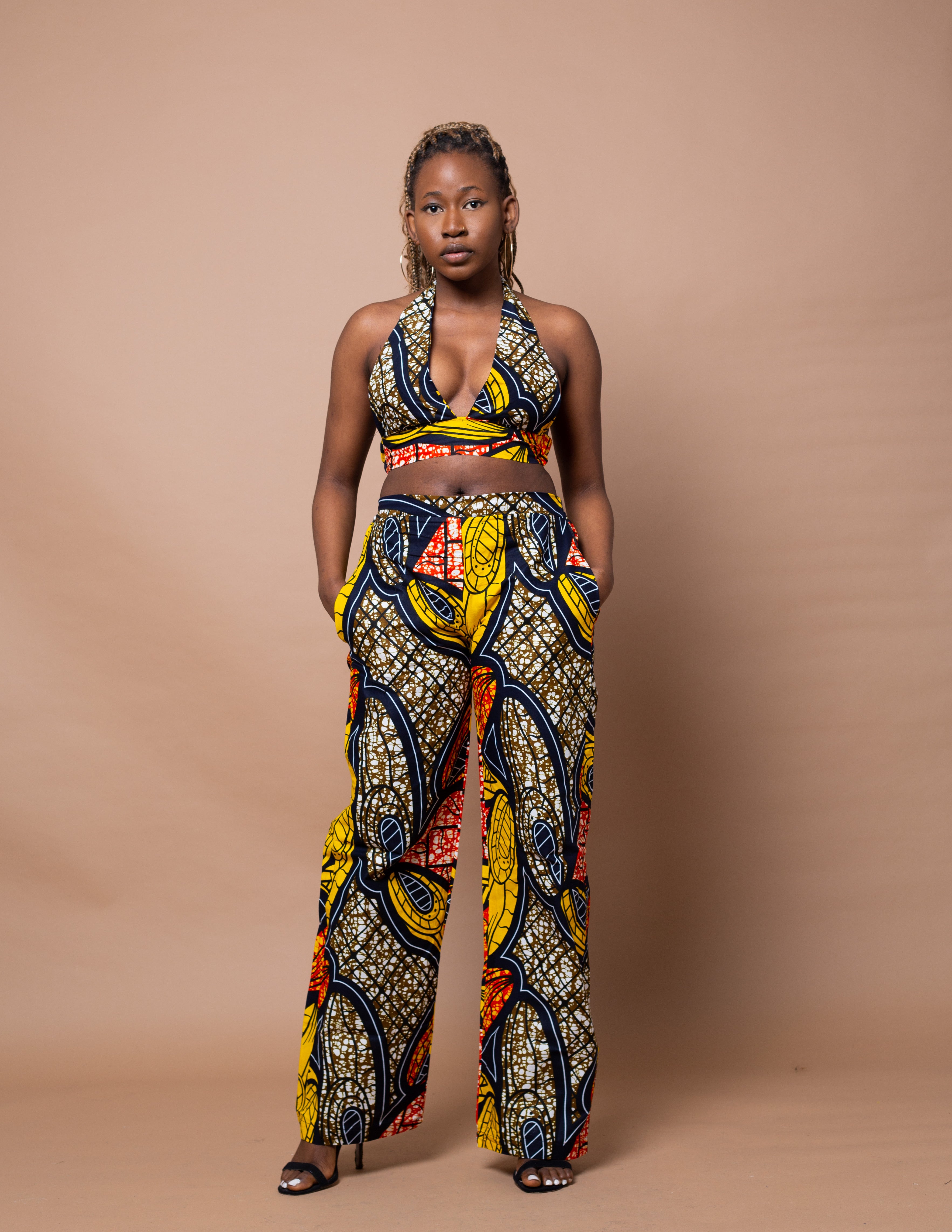 African print high waist pants hotsell