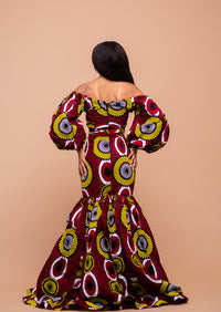 Hannah Ankara Maxi Dress | Red and Yellow African Print