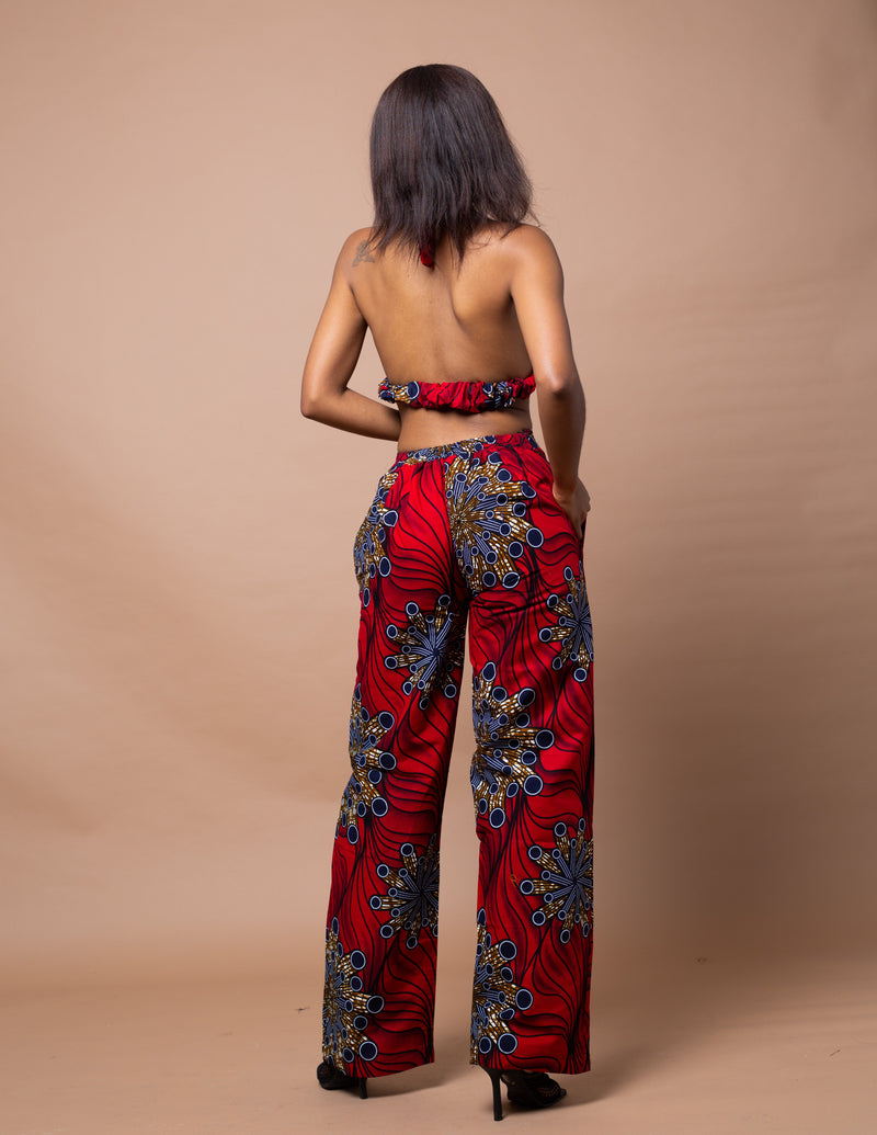 Almah Ankara Crop Top | Red African Print