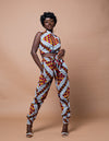 Ara high waisted Trouser | White and Red African Print