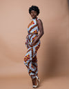 Ara high waisted Trouser | White and Red African Print